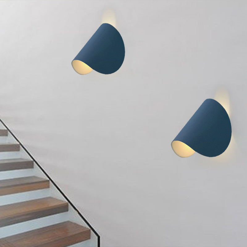 Metal Folded Up Down Wall Light Designer Blue 1 Bulb Flush Mount Sconce for Bedside Clearhalo 'Cast Iron' 'Glass' 'Industrial' 'Modern wall lights' 'Modern' 'Tiffany' 'Traditional wall lights' 'Wall Lamps & Sconces' 'Wall Lights' Lighting' 1789376