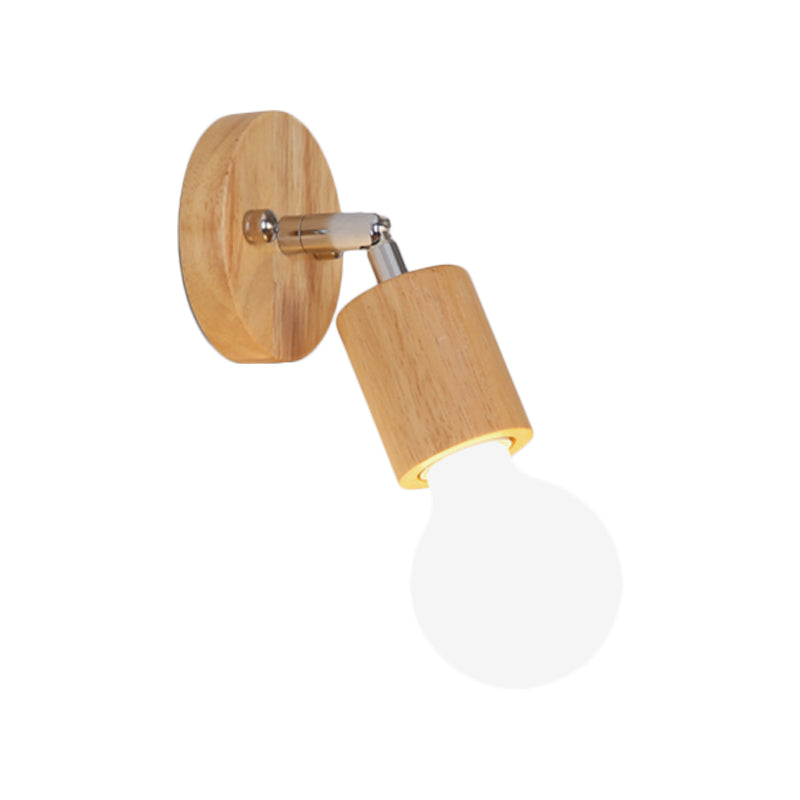 Open Bulb Mini Rotating Sconce Lamp Simplicity Wood Single Bedroom Wall Lighting Ideas Clearhalo 'Modern wall lights' 'Modern' 'Wall Lamps & Sconces' 'Wall Lights' Lighting' 1789490