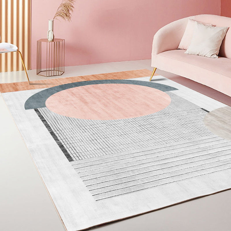 Modernism Striped Pattern Rug Multicolor Polyester Rug Non-Slip Pet Friendly Washable Carpet for Living Room Pink Clearhalo 'Area Rug' 'Rug' 1792317