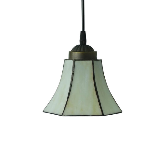 Beige 1 Head Drop Pendant Tiffany Hand Cut Glass Flared Suspension Light for Living Room Clearhalo 'Ceiling Lights' 'Close To Ceiling Lights' 'Industrial' 'Middle Century Pendants' 'Pendant Lights' 'Pendants' 'Tiffany close to ceiling' 'Tiffany Pendants' 'Tiffany' Lighting' 179496