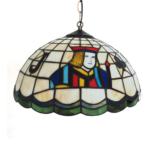 Tiffany Pendant Lighting with Dome Shade Stained Glass 2 Lights Poker Bedroom Lighting Clearhalo 'Ceiling Lights' 'Close To Ceiling Lights' 'Industrial' 'Middle Century Pendants' 'Pendant Lights' 'Pendants' 'Tiffany close to ceiling' 'Tiffany Pendants' 'Tiffany' Lighting' 180055