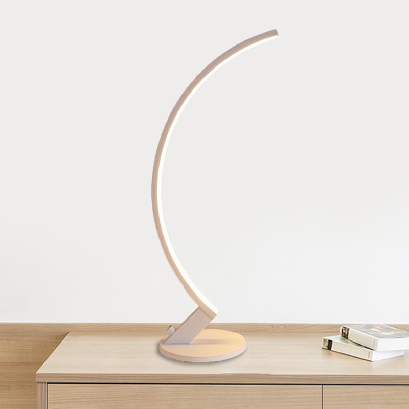 Arc Metal Reading Desk Lighting Modernist White/Coffee LED Night Table Lamp in Warm/White Light for Bedside Clearhalo 'Lamps' 'Table Lamps' Lighting' 1804779
