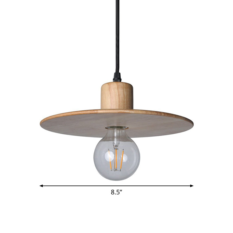 Circular Down Mini Pendant Minimalism Wood LED Bedroom Ceiling Suspension Lamp in Beige Clearhalo 'Ceiling Lights' 'Modern Pendants' 'Modern' 'Pendant Lights' 'Pendants' Lighting' 1804845