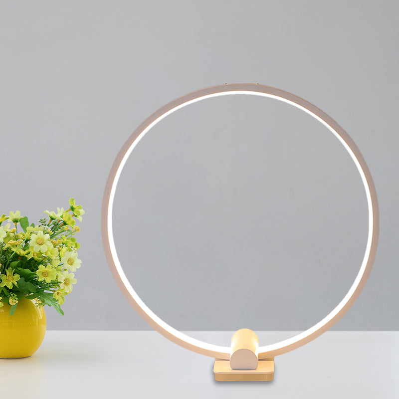 Annular Task Lamp Minimalism Metallic White/Coffee LED Reading Table Lighting in Warm/White Light Clearhalo 'Lamps' 'Table Lamps' Lighting' 1804891