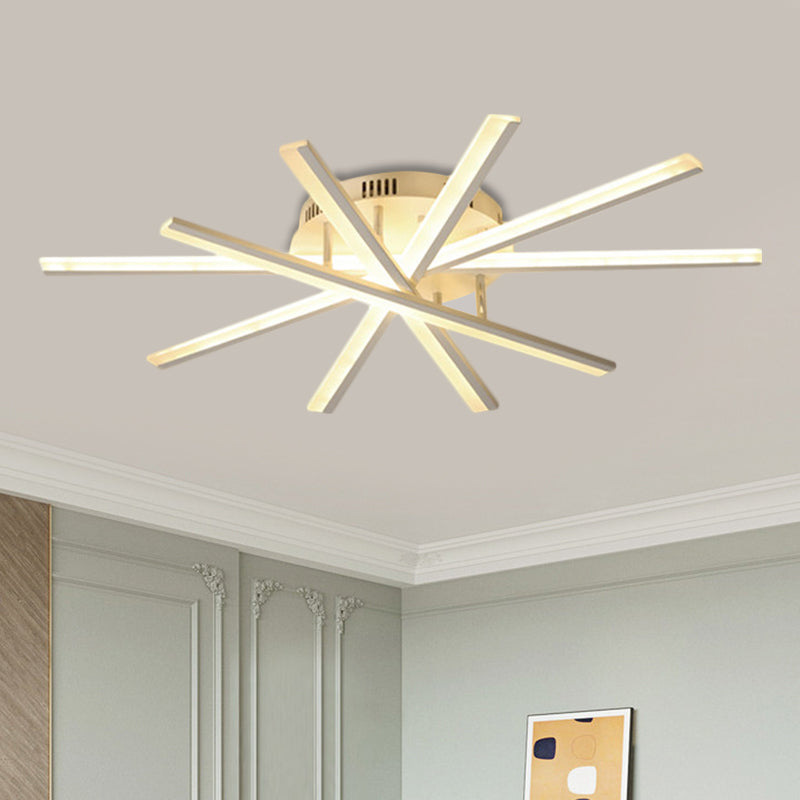Burst Design Acrylic Ceiling Light Modernist 5/9-Bulb White LED Semi Flush Mount Lighting in Warm/White Light Clearhalo 'Ceiling Lights' 'Close To Ceiling Lights' 'Close to ceiling' 'Semi-flushmount' Lighting' 1805054