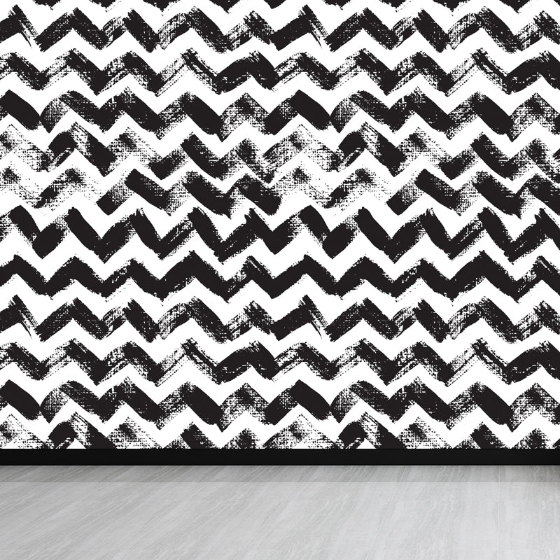 Seamless Pattern Plant Mural Decal Modern Non-Woven Cloth Wall Art in Black and White Black Design 2 Clearhalo 'Wall Decor' 'Wall Mural' 1805789