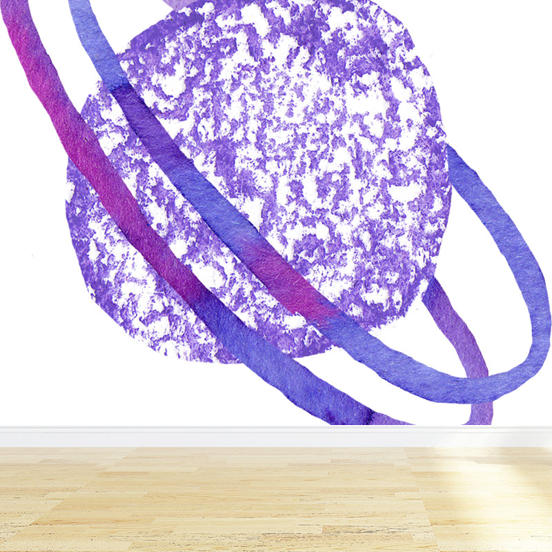 Science Fiction Universe Sphere Mural Bright Color Waterproofing Wall Covering for Bedroom Light Purple Clearhalo 'Wall Decor' 'Wall Mural' 1806678