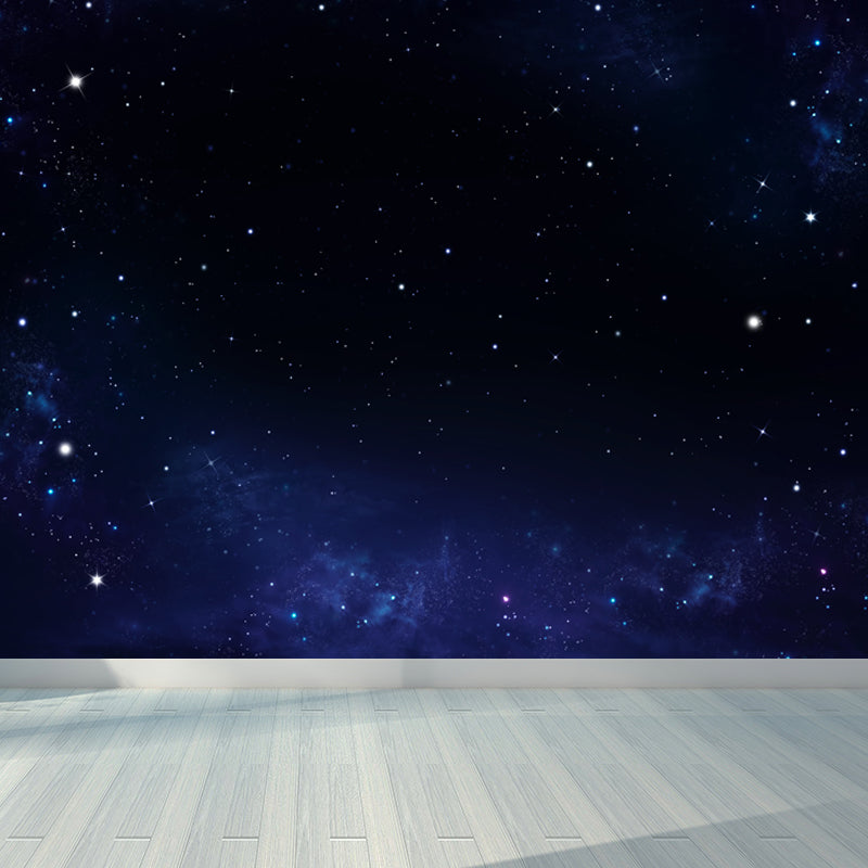Non-Woven Big Dark Mural Contemporary Milky Way Wall Covering, Custom Size Available Blue Clearhalo 'Wall Decor' 'Wall Mural' 1807108