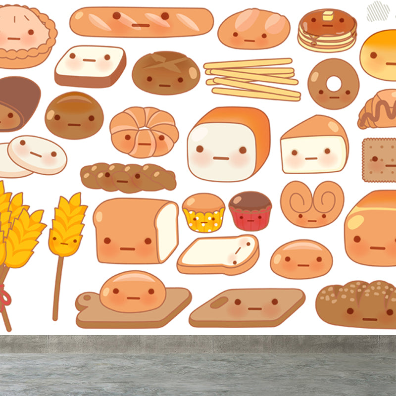 Stain-Proof Cartoon Foods Print Mural Non-Woven Children's Art Wall Decor for Kids Room Light Brown Clearhalo 'Wall Decor' 'Wall Mural' 1807788