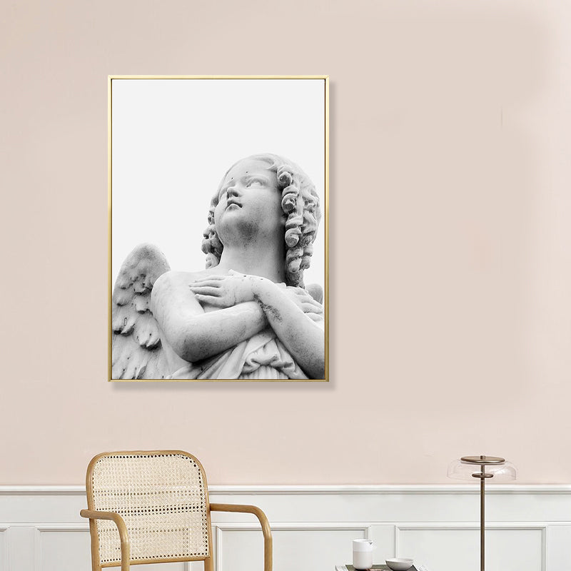 Light Color Angel Sculpture Art Print Figure Modern Textured Canvas for Living Room Clearhalo 'Art Gallery' 'Canvas Art' 'Contemporary Art Gallery' 'Modern' Arts' 1808092