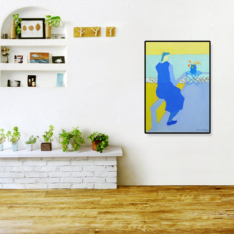 Modern Woman Canvas Print Pastel Color Textured Wall Art Decor for House Interior Blue Clearhalo 'Arts' 'Canvas Art' 1808203