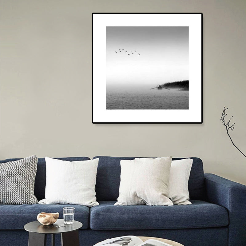 Dark Photograph Sea Scenery Art Print Textured Contemporary Living Room Wall Decor Clearhalo 'Art Gallery' 'Canvas Art' 'Coastal Art Gallery' 'Tropical' Arts' 1808346