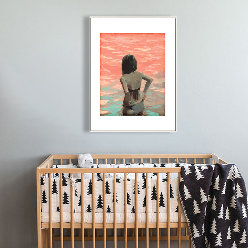 Soft Color Figure Painting Canvas Textured Wall Art Print for Home, Multiple Size Options Orange Clearhalo 'Arts' 'Canvas Art' 1808446