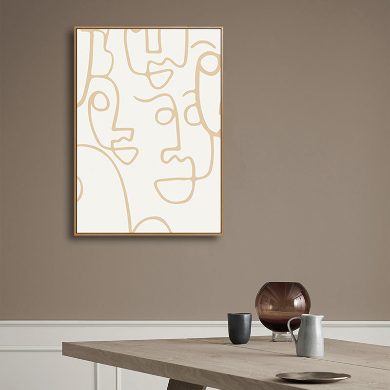 Irregular Line Pattern Wall Art Decor Living Room Abstract Canvas Print in Pastel Color White Clearhalo 'Arts' 'Canvas Art' 1808849