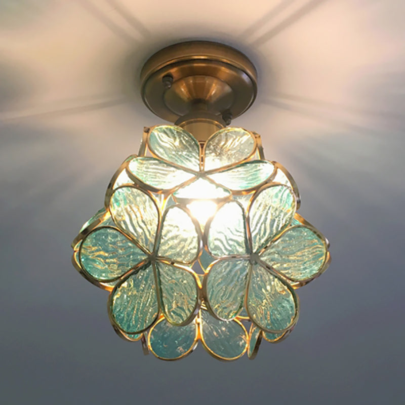 Light Pink/Blue/Green/Clear Floral Ceiling Light Fixture Retro