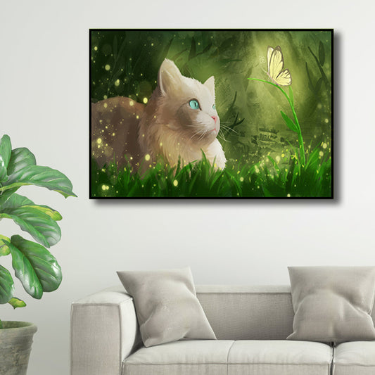 Textured Pastel Color Wrapped Canvas Children's Art Style Animal Pattern Painting Green Clearhalo 'Art Gallery' 'Canvas Art' 'Kids' Arts' 1809515