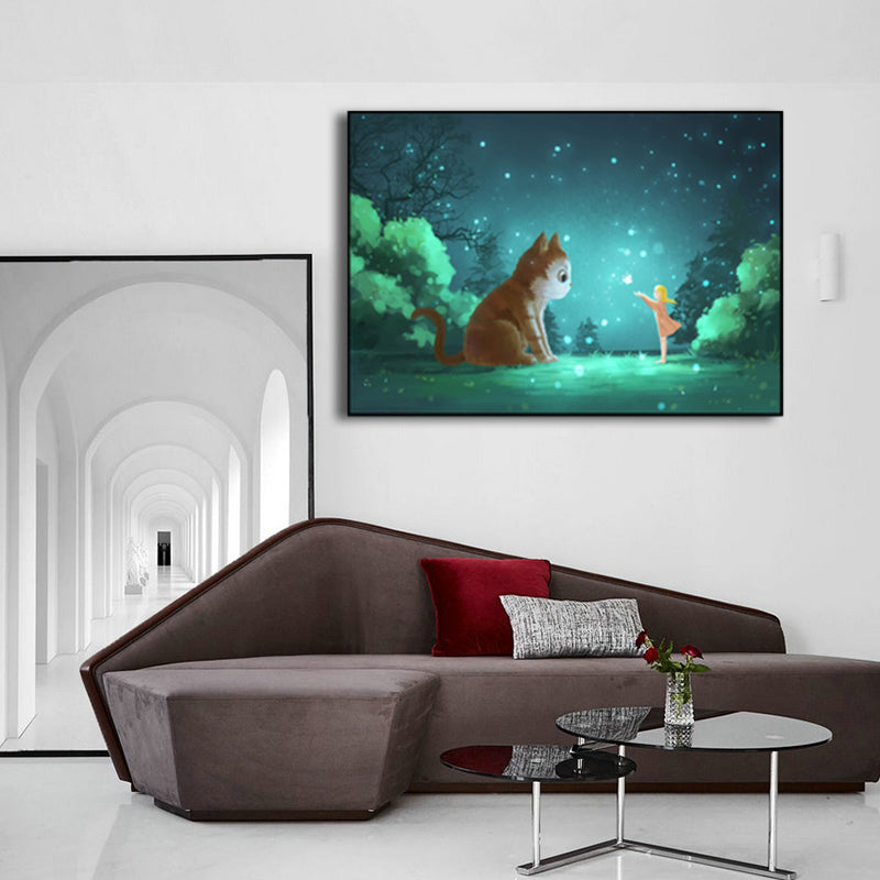 Textured Pastel Color Wrapped Canvas Children's Art Style Animal Pattern Painting Clearhalo 'Art Gallery' 'Canvas Art' 'Kids' Arts' 1809528