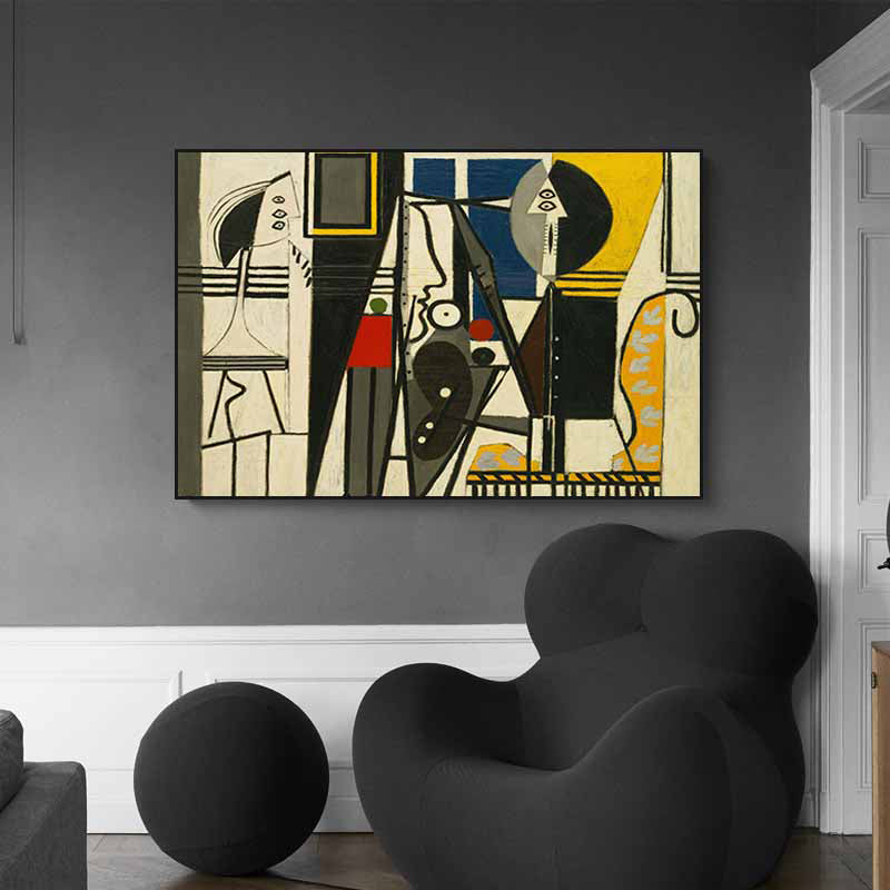 Cubism Unique Pattern Canvas Print Abstract Light Color Boys Bedroom Wall Art Decor Grey Clearhalo 'Arts' 'Canvas Art' 1809593