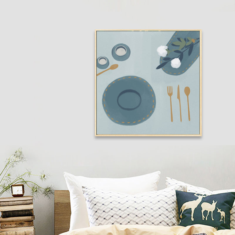 Nordic Stylish Still Life Canvas Soft Color Textured Wall Art Print for Living Room Blue Clearhalo 'Arts' 'Canvas Art' 1809906