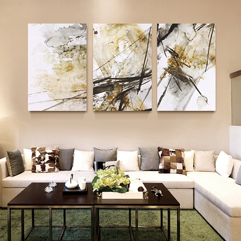 Watercolor Painting Light Color Abstract Expressionism Style Wall Decor for Dining Room, Set of 3 White Clearhalo 'Arts' 'Canvas Art' 1810285