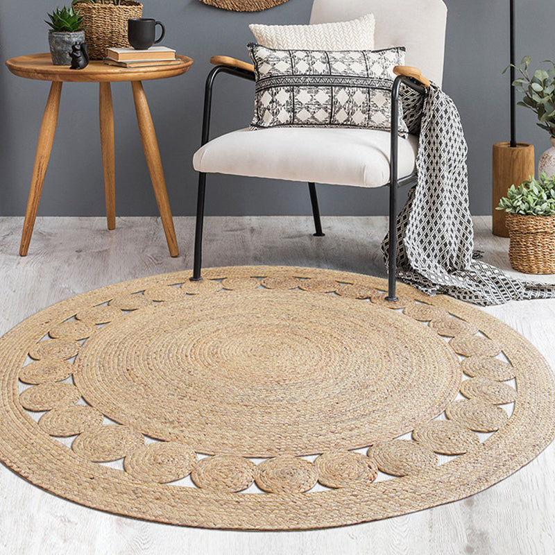 Khaki and Brown Bedroom Rug Rustic Solid Color Rug Sisal Reversible Washable Pet Friendly Area Rug Brown Clearhalo 'Area Rug' 'Rug' 1810806