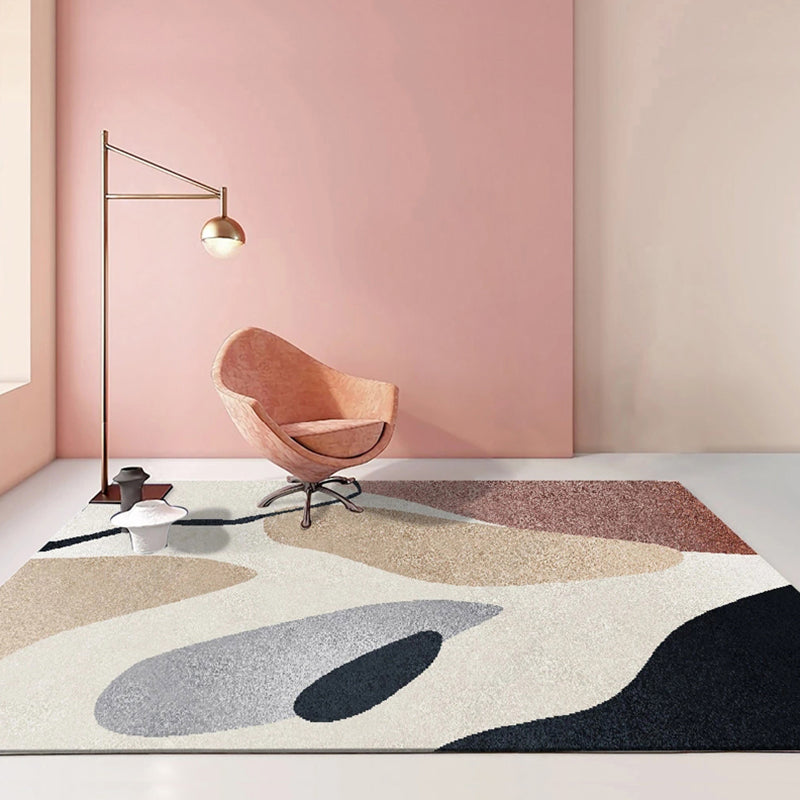 Multicolor Bedroom Rug Contemporary Colorblock Rug Polyester Washable Anti-Slip Backing Pet Friendly Carpet Khaki Clearhalo 'Area Rug' 'Rug' 1811394