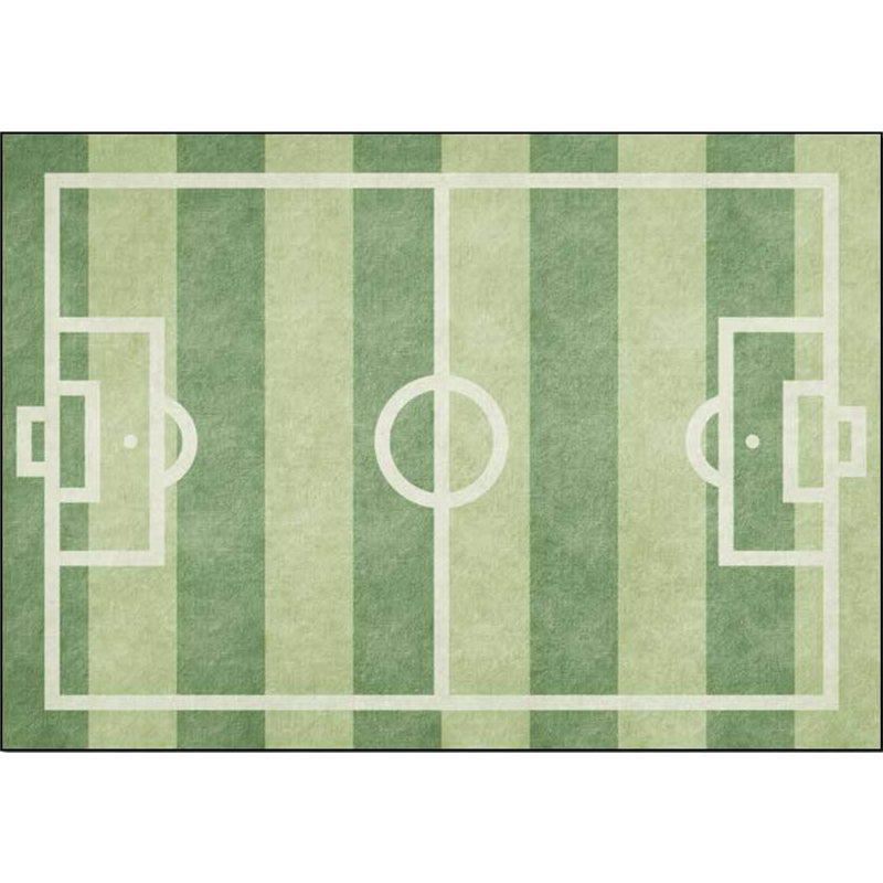 Creative Football Field Pattern Rug Green Kids Rug Polyester Pet Friendly Washable Non-Slip Area Rug for Decoration Clearhalo 'Area Rug' 'Rug' 1811508