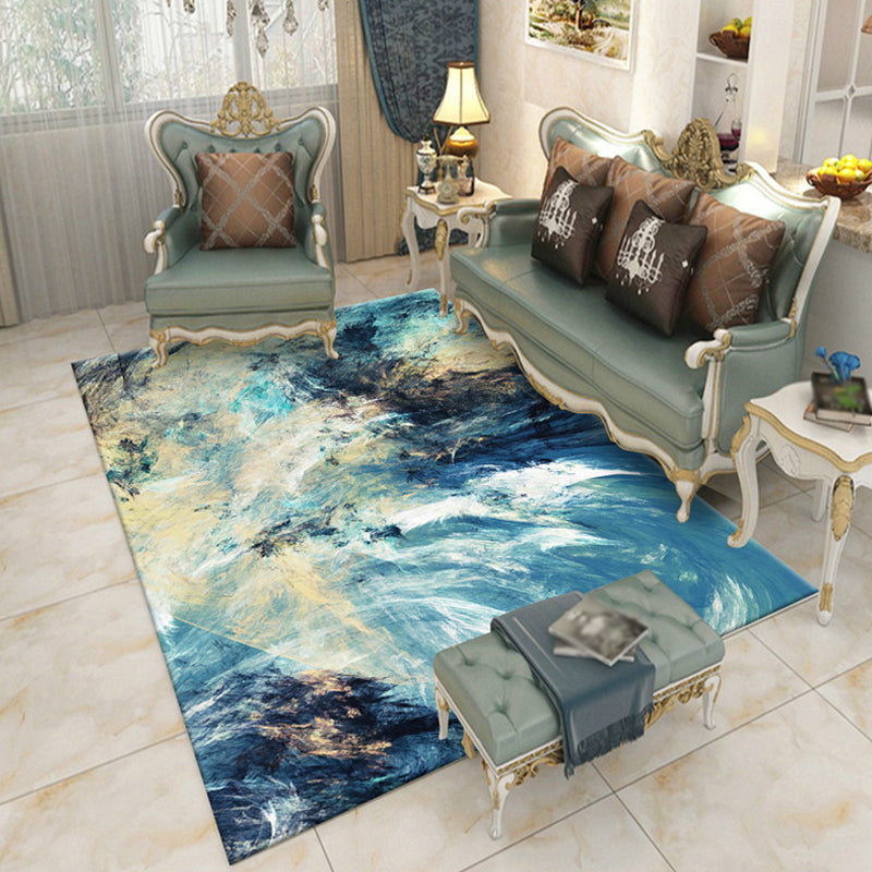 Industrial Colorblock Rug Multicolor Polyester Rug Non-Slip Pet Friendly Washable Are Rug for Bedroom Blue Clearhalo 'Area Rug' 'Rug' 1812150