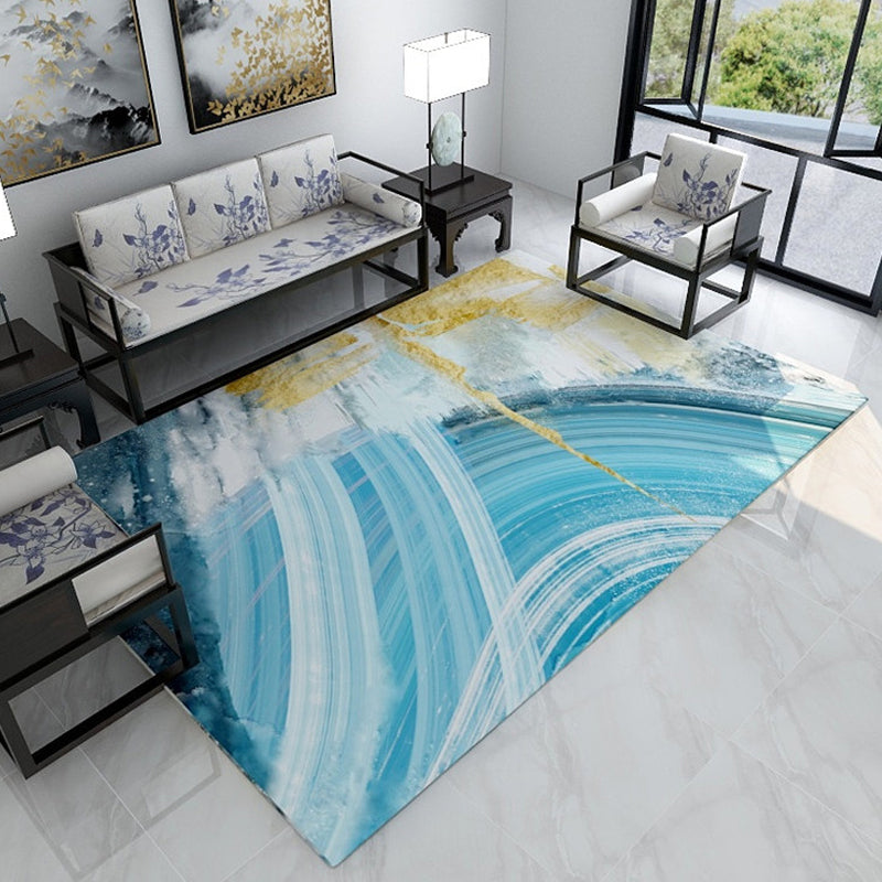 Industrial Watercolor Pattern Rug Blue Polyester Rug Non-Slip Pet Friendly Washable Are Rug for Bedroom Blue Clearhalo 'Area Rug' 'Rug' 1812229