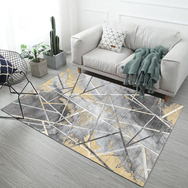 Multicolor Living Room Rug Industrial Abstract Geometric Pattern Rug Polyester Washable Anti-Slip Backing Pet Friendly Carpet Dark Gray Clearhalo 'Area Rug' 'Rug' 1812563