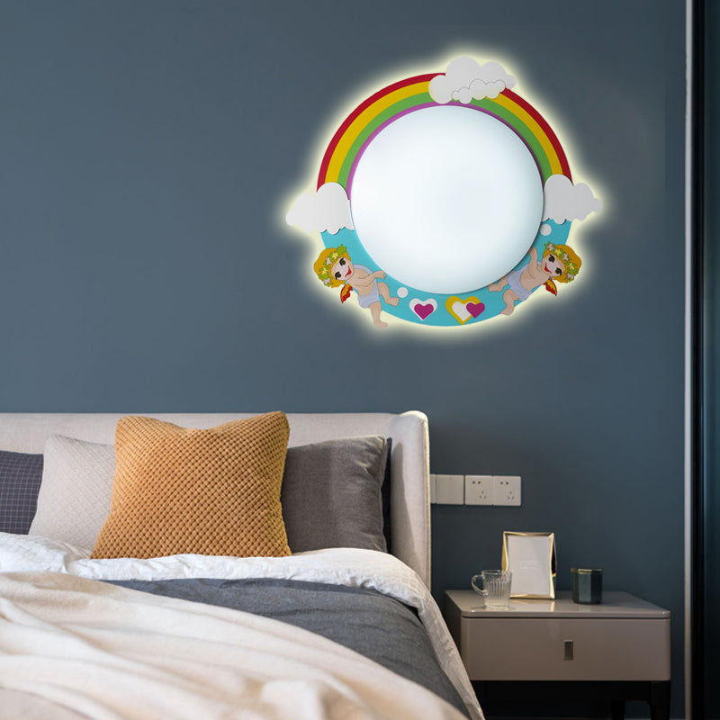 Slim Panel Nursing Room Wall Sconce Acrylic Modern Cartoon LED Sconce Light Blue B Clearhalo 'Wall Lamps & Sconces' 'Wall Lights' Lighting' 181480