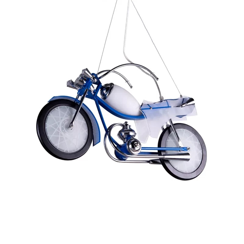Modern Cool Motor Chandelier 3 Lights Glass Metal Pendant Light in Blue for Boys Bedroom Clearhalo 'Ceiling Lights' 'Chandeliers' Lighting' options 185827