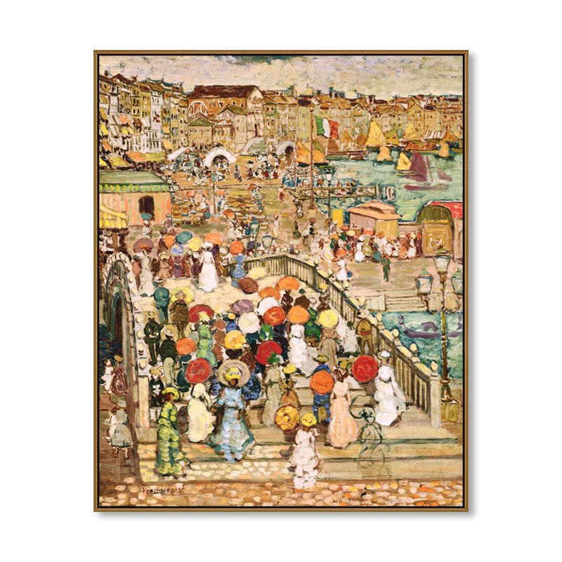 Grand City Scape Canvas Print Impressionism Poetic Landscape Wall Art in Brown for Home Clearhalo 'Arts' 'Canvas Art' 1858297