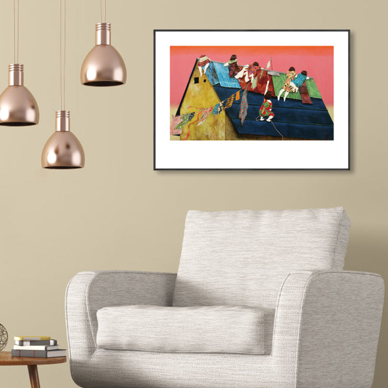 Oil Painting Fun Times Canvas Wall Art for Kids Bedroom, Pastel Color, Multiple Sizes Clearhalo 'Art Gallery' 'Canvas Art' 'Country Art Gallery' 'French Country' 'Rustic' Arts' 1858329