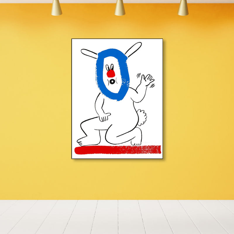 Abstract Figure Wall Decor Pop Art Textured Canvas Print in Soft Color for Parlour White Clearhalo 'Arts' 'Canvas Art' 1858641