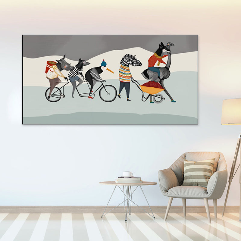 Childrens Art Fantasy Animal Canvas Soft Color Textured Wall Decor for Baby Room Clearhalo 'Art Gallery' 'Canvas Art' 'Kids' Arts' 1858830