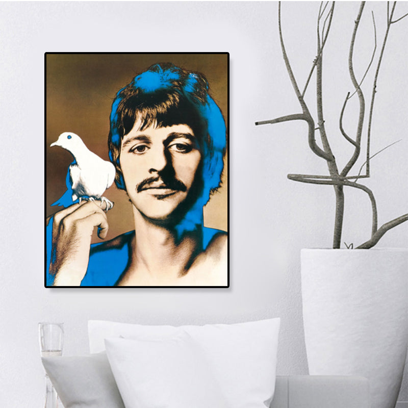 Pop Art Musician Wall Decor Canvas Textured Pastel Color Painting for Study Room Blue Clearhalo 'Arts' 'Canvas Art' 1859085