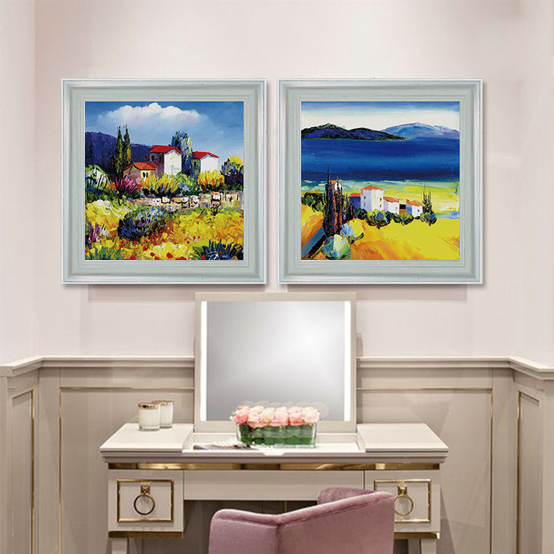 Soft Color Rural Wrapped Canvas Paintings Mountain Country View Wall Decor for Kitchen Clearhalo 'Art Gallery' 'Canvas Art' 'Country Art Gallery' 'French Country' 'Rustic' Arts' 1859133