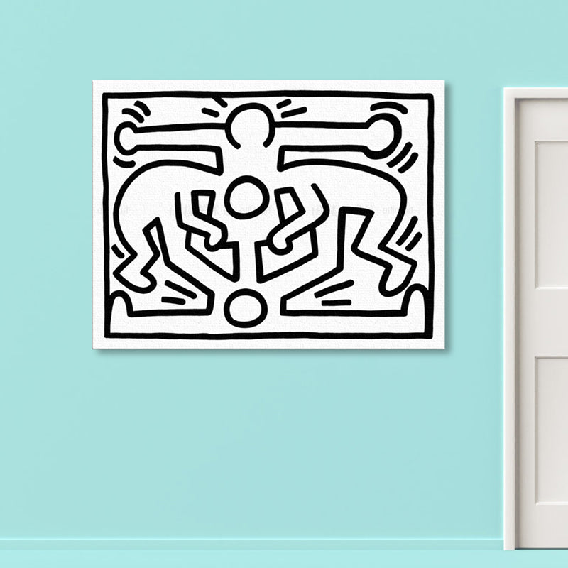 Pop Art Style Figure Painting Boys Bedroom Wrapped Canvas in Light Color, Textured White Clearhalo 'Arts' 'Canvas Art' 1859552