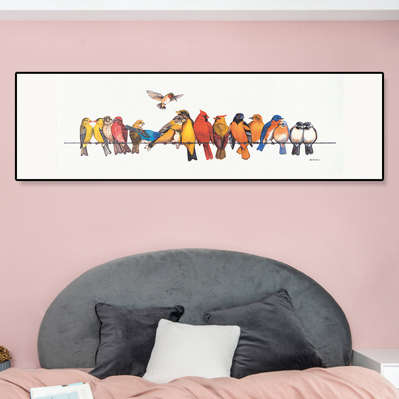 Singing Birds Painting Kids Style Canvas Wall Art Decor in Light Color for Bathroom Clearhalo 'Art Gallery' 'Canvas Art' 'Kids' Arts' 1859577