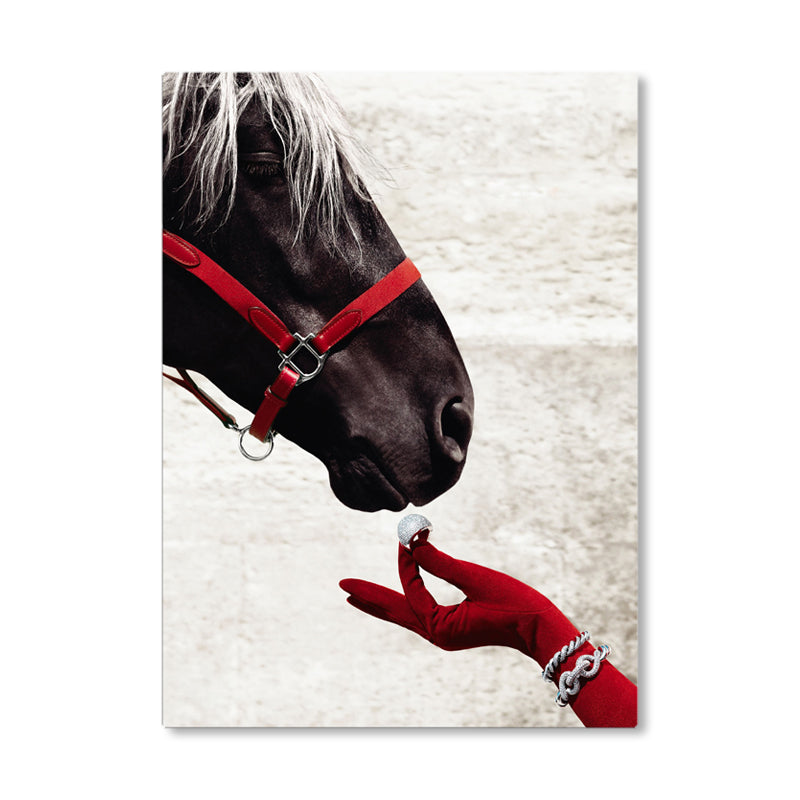 Textured Brown Wrapped Canvas Modern Horse Pattern Painting, Multiple Sizes Options Clearhalo 'Art Gallery' 'Canvas Art' 'Contemporary Art Gallery' 'Modern' Arts' 1860522