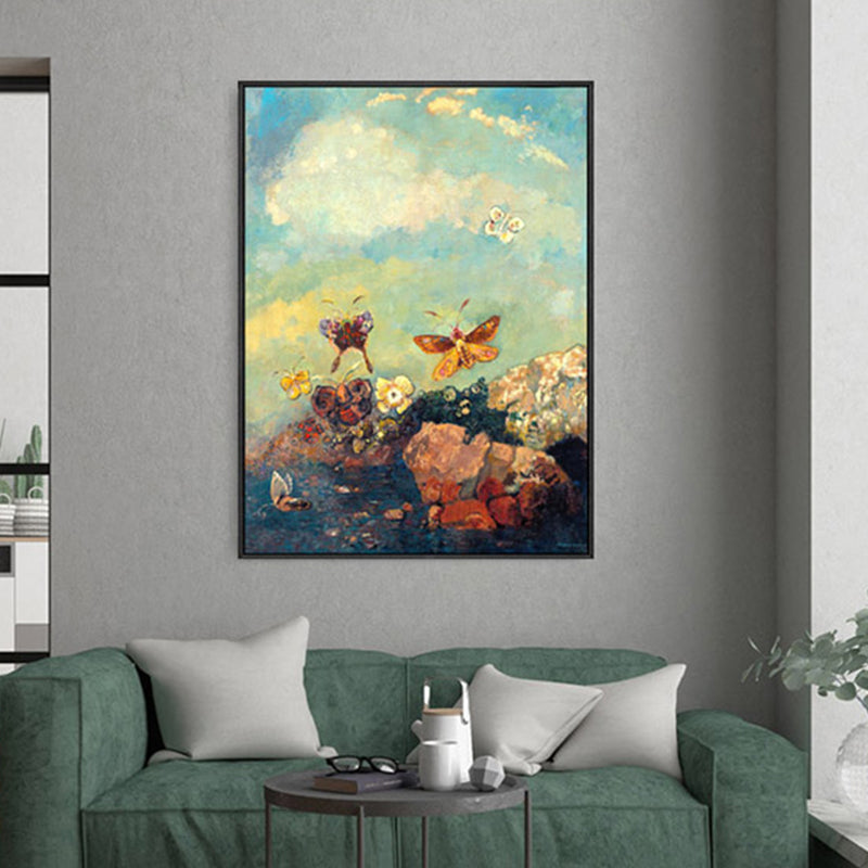 Brown Flying Butterflies Wall Art Animal Impressionism Textured Canvas Print for Lobby Clearhalo 'Arts' 'Canvas Art' 1861103