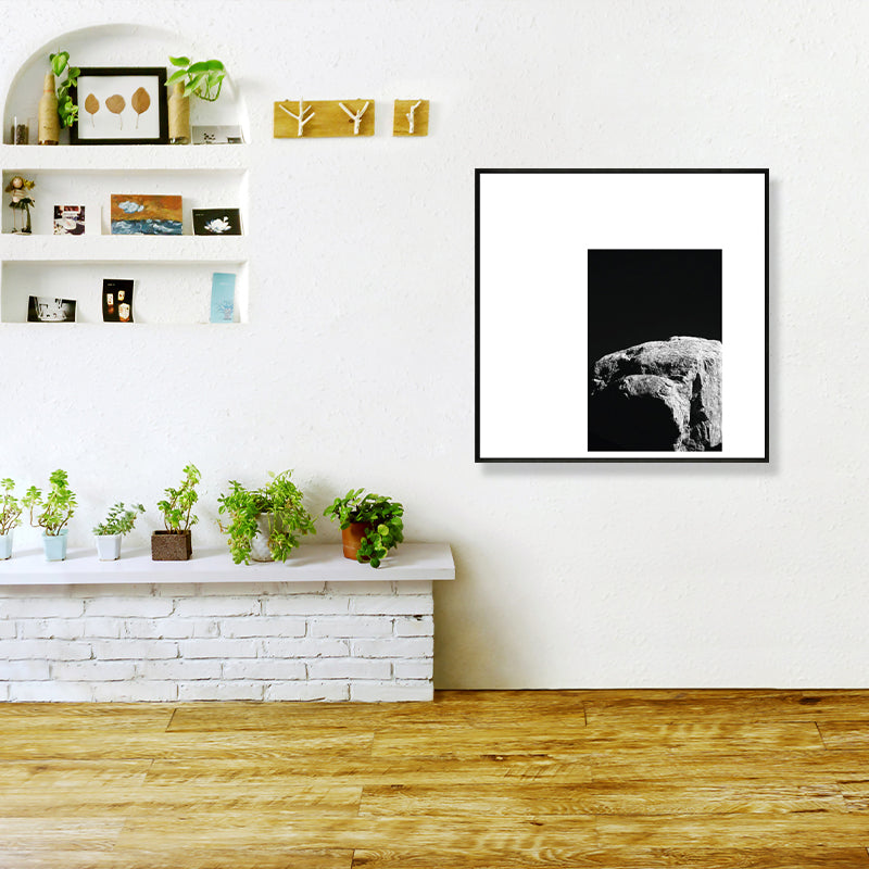 Minimalism Photograph Rocks Wall Art Decor Sitting Room Canvas Print in Dark Color Grey Clearhalo 'Arts' 'Canvas Art' 1861181