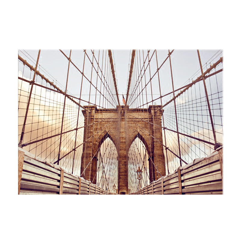 Light Color Bridge Wall Decor Building Modern Textured Canvas Wall Art for Playroom Clearhalo 'Art Gallery' 'Canvas Art' 'Contemporary Art Gallery' 'Modern' Arts' 1861598