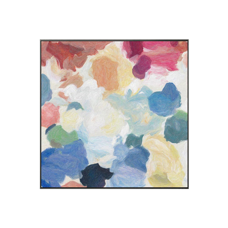 Blue Hand Print Painting Textured Abstract Expressionism Dining Room Canvas Wall Decor Clearhalo 'Arts' 'Canvas Art' 1861666