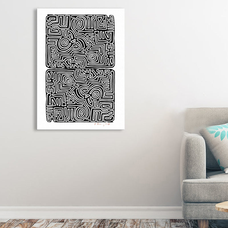 Black Maze Scene Painting Still Life Pop Art Textured Canvas Print for Dining Room Clearhalo 'Arts' 'Canvas Art' 1861734