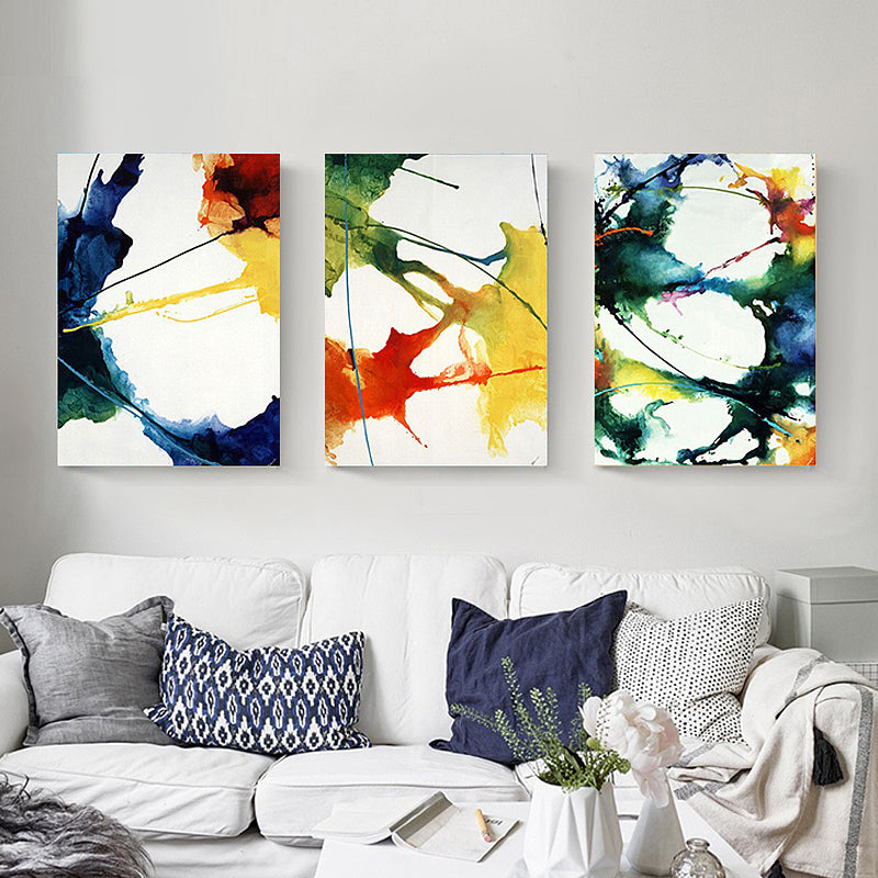 Canvas Multi-Piece Wall Decor Abstract Expressionism Watercolor Painting, Multiple Sizes Yellow Clearhalo 'Arts' 'Canvas Art' 1861834