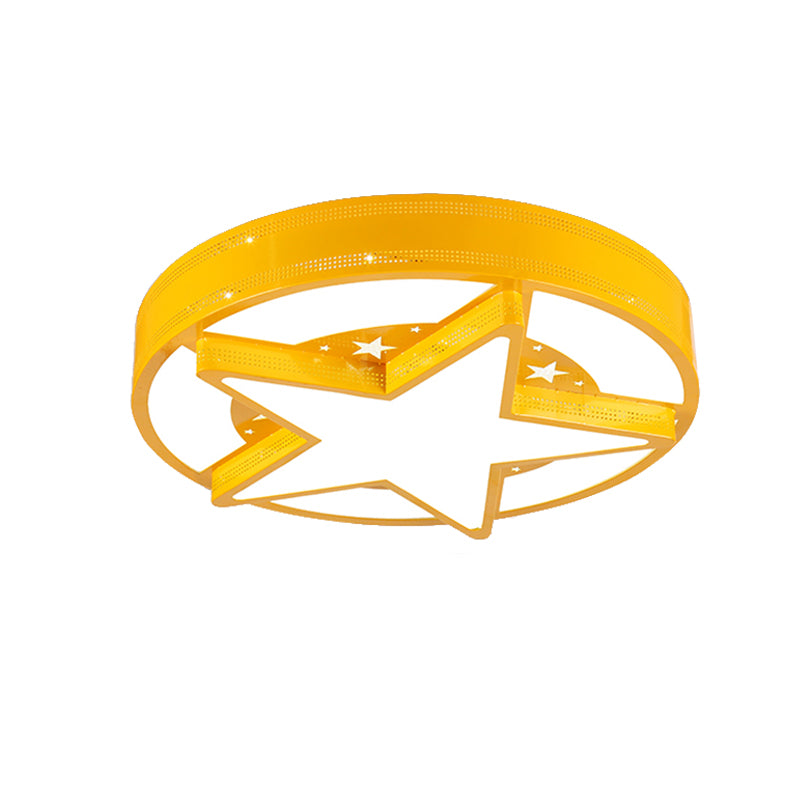 Contemporary Circle Flush Mount Light with Star Metal & Acrylic Ceiling Lamp for Bathroom Clearhalo 'Ceiling Lights' 'Close To Ceiling Lights' 'Close to ceiling' 'Flush mount' Lighting' 186208