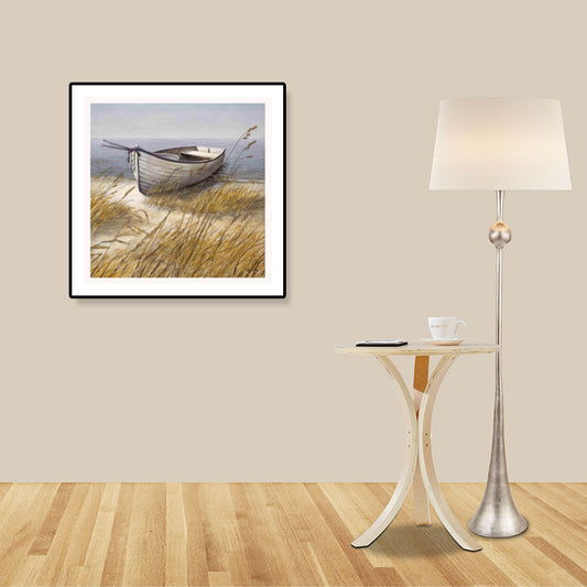 Brown Wooden Boat Canvas Print Textured Wall Decor for Study Room, Multiple Size Clearhalo 'Art Gallery' 'Canvas Art' 'Country Art Gallery' 'French Country' 'Rustic' Arts' 1862299