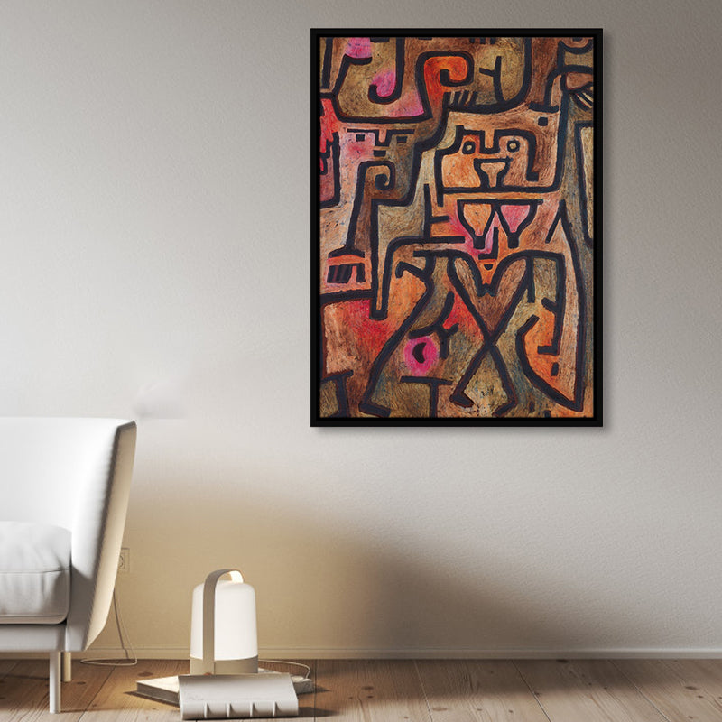 Brown Abstract Pattern Wrapped Canvas Textured Pop Art Stylish Living Room Wall Decor Clearhalo 'Arts' 'Canvas Art' 1862400